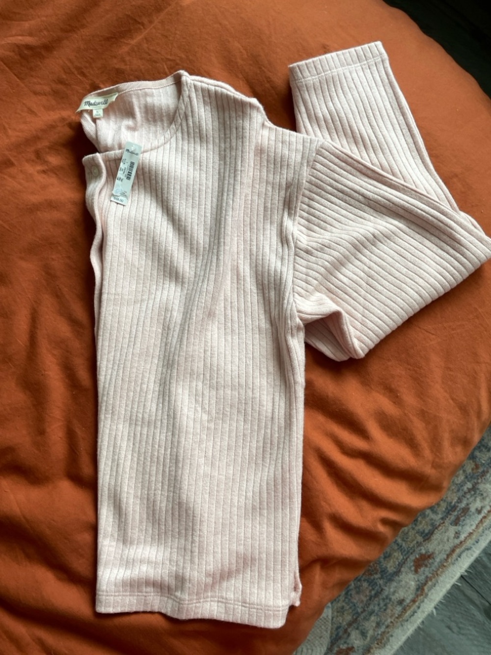 Madewell pink ribbed sweater